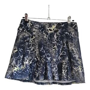 Donna Jo Skort Size 2 Blue White Animal Print Stretch Pickleball Tennis Pockets